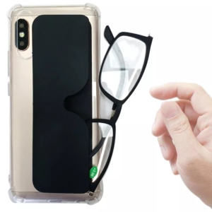 Ultrakönnyű, telefontokhoz rögzíthető kékfény blokkoló olvasószemüveg fekete 1,5 dioptriás