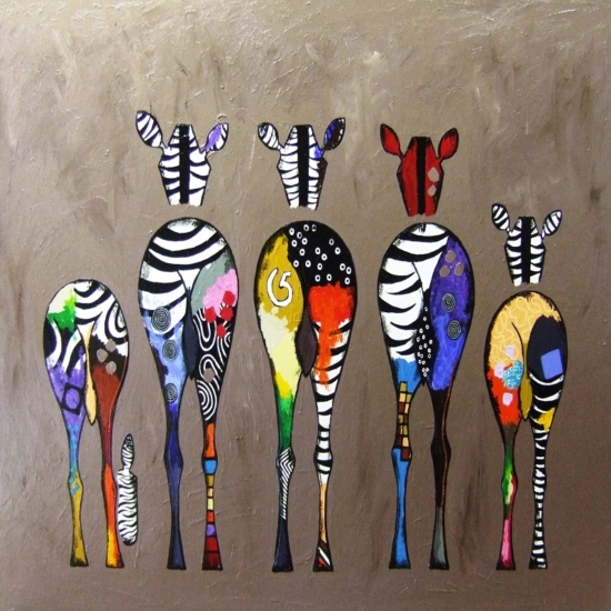 Vászonkép festés számok szerint, zebrák, fakerettel 40x50cm