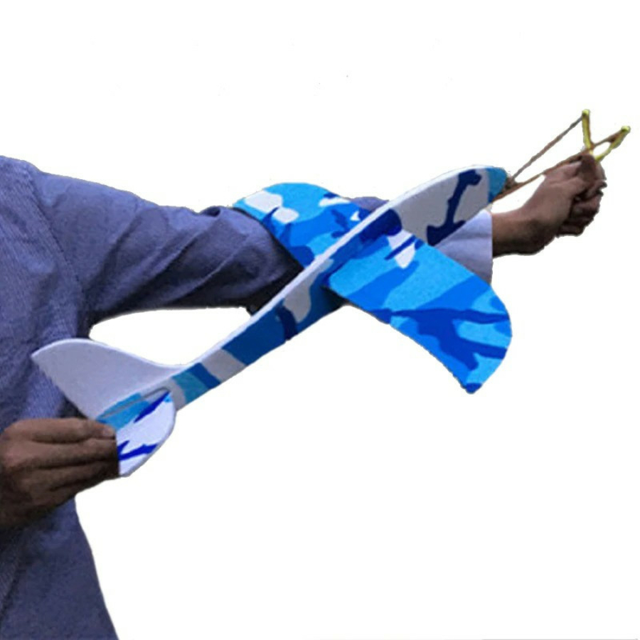 Csúzlival kilőhető szivacs repülő modell Kék